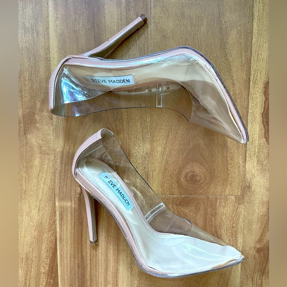 Steve Madden Nude & Clear Plastic Stilettos